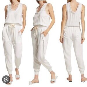 Ramy Brook Womens Jumpsuit White Ray Front Tie Jumpsuit Boho